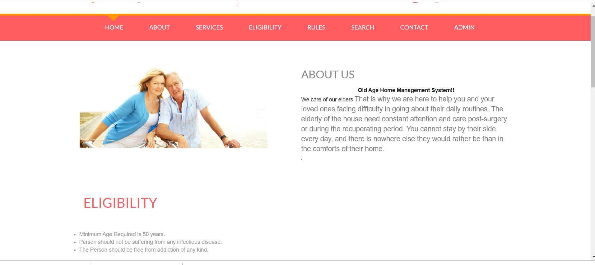 OLD AGE HOME MANAGEMENT SYSTEM